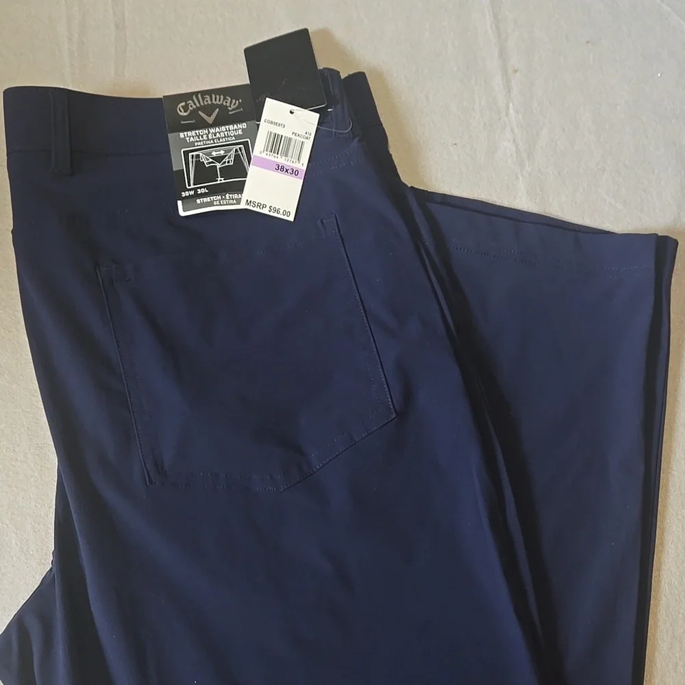 NWT Callaway Pants 38x30 (40x29) Stretch Waistband Opti-Dri Golf Performance - Picture 2 of 6